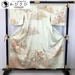 ☆専用☆美品 訪問着 金駒刺繍 金彩 淡藤色 雪輪 枝花 身丈165.0cm