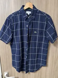 LACOSTE ネイビー チェック柄 ポロシャツ S/M