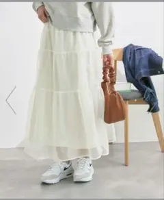 チュールスカート　オフホワイト　ロペピクニック