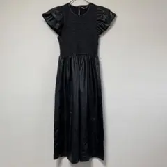 【超美品】ZARA ザラ　レザー　ブラック　ワンピース　革　黒