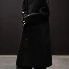 【CLEL】テックメルトン ルーズステンカラーコート ブラック　Mサイズ