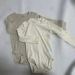 H&M アイボリー リブ編みロンパース
