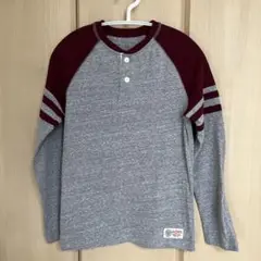 Gap Kids カットソー 長袖 140センチ グレー/バーガンディ