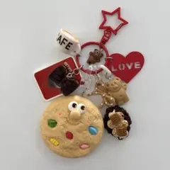 じゃらじゃらキーホルダー♡かわいいクッキーくんとくまちゃんズ♡赤♡アメリカン♡
