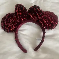 Disney ミニーマウス スパンコール カチューシャ ダークレッド