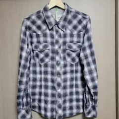 TMT グレー系チェック長袖ネルシャツ