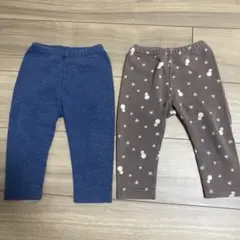 UNIQLO 裏起毛　レギンス　2点セット　80 雪だるま　デニム