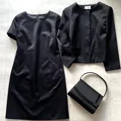 クレージュ✨ノーカラーセットアップワンピーススーツ ブラックフォーマル 38