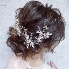 新品♡リーフ小枝MIXヘアアクセサリーヘッドドレス ブライダル　シルバー
