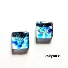 #031 ハンドメイドピアス　イヤリング　レジン　琉球ガラス