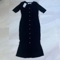 新品未使用 tocco closet Ｖネックリブカットワンピース ブラック M