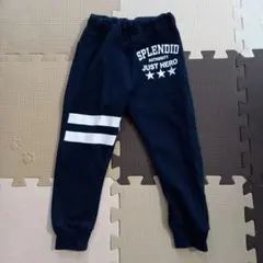 ネイビー プリント入り ロングパンツ