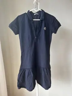 MONCLER ネイビー ポロワンピース 半袖 フリル裾