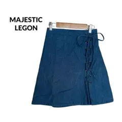 S3129【マジェスティックレゴン】M　デニム レースアップスカート フレア