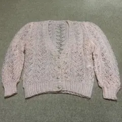 レディース カーディガン 薄ピンク 長袖