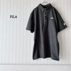 フィラ ポロシャツ グレー M ロゴ シンプル ワンポイント 定番 人気 美品