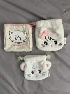 mikko ダイカット巾着 フェイス巾着 もこもこポーチ3点セット ムース