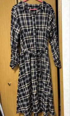 チェックワンピース 長袖