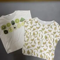 フルーツ柄・バナナ柄　半袖Tシャツ2枚セット