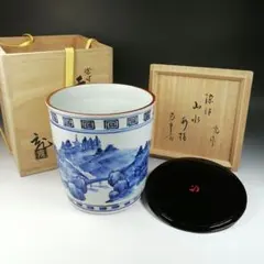 水指 龍峰作 色絵模様の図 共箱 共布 蔵出し 茶道具 水指 龍峰作 色絵模様の図 共箱 共布 蔵出し 茶道具