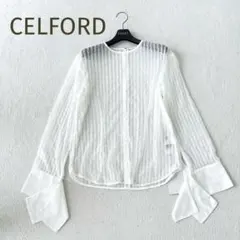 新品タグ付★CELFORD★ DOTチュールブラウス シースルー 白 38のサムネイル