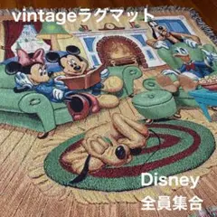 【激レア】disneyディズニーラグマット　ミッキーミニードナルドグーフィー古着のサムネイル