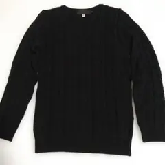 【日本製】JACKROSE ブラック ケーブルニット Vネックセーター