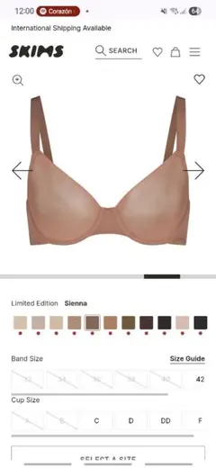 SKIMS NO SHOW UNLINED DEMI BRA 34C ブラジャー