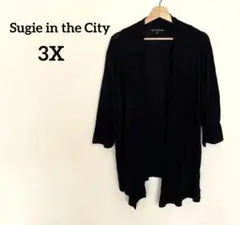 Sugie in the City ブラックカーディガン【3X】7分袖　羽織り