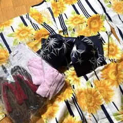 美品　浴衣 6点セット　INGNI ひまわり　ストライプ　白系　夏祭りのサムネイル