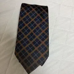 ネイビーオレンジチェックネクタイ