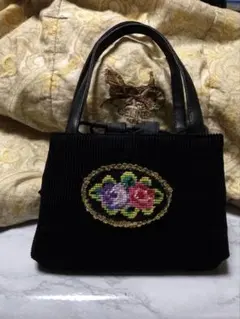 【新品フェイラー】花柄 コーデュロイ ハンドバッグ