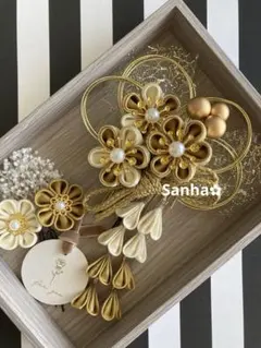 T-1092 つまみ細工 髪飾り 水引 成人式 卒業式 結婚式 七五三 髪飾り