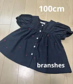 branshes ネイビー 半袖シャツ チェリー刺繍