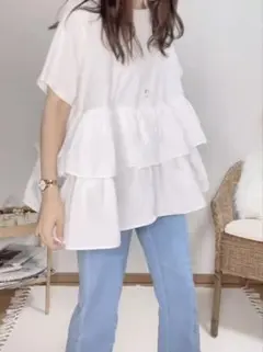 Arc reve chico しまむら　ペプラム　フリルチュニック