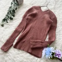 ミラウォーエン ꕤ 袖カフスVネックリブトップス ニット プルオーバー サイズO