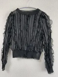 美品　FUR FUR ファーファー　シアーストライプ　チュールフリル