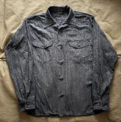 AT LAST&CO OPEN COLLAR BLACK CHAMBRAYのサムネイル