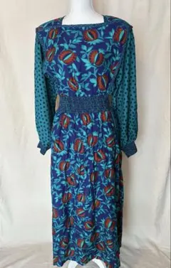 80’s JEANNE MARC ロングワンピース　ドレス Vintage 80s Jeanne Marc Dress | Novelty Print Long Sleeve, Size 8