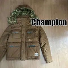 Champion ダウンジャケット ブラウン 迷彩フード XS