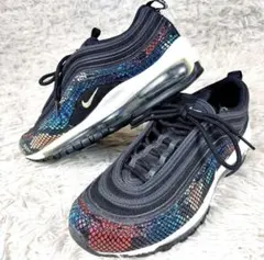 ナイキエアマックス97 マルチカラー パイソン柄 Nikeスウォッシュスニーカー