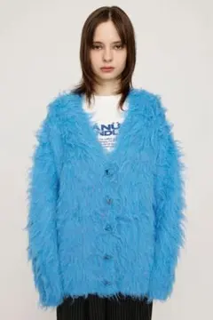 SLY SHAGGY LOOSE カーディガン ブルー