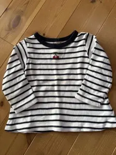 petit main チェリー刺繍 長袖Tシャツ