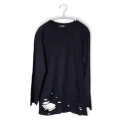 50%off 신품 DIESEL 데미지 긴팔 T셔츠 블랙 론T