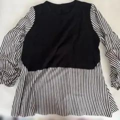 ストライプ柄 長袖ブラウス M-L