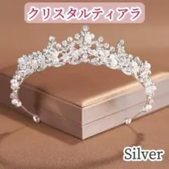 ティアラ パール シルバー ヘア アクセサリー ウェディング 結婚式 ブライダル