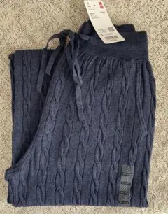 UNIQLOウォッシャブルニットケーブルパンツ　 S ブルー