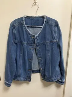 Nプラス　ライトブルーデニムノーカラージャケット　Lサイズ