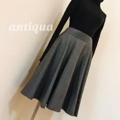 antiqua ダークグレー フレアスカート ひざ丈