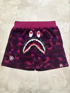 A BATHING APE シャーク ハーフパンツ パープルカモのサムネイル